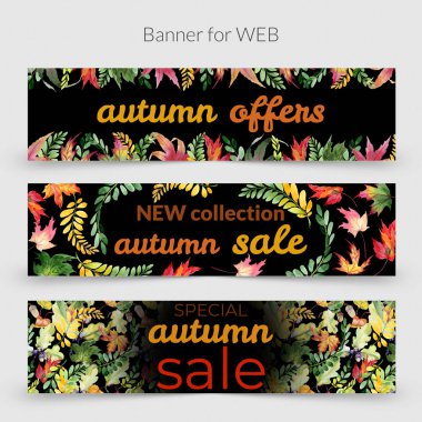 Akasya çerçeve bir el içinde sonbahar yaprak suluboya tarzı çizilmiş.