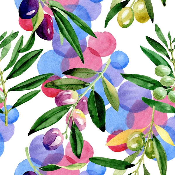 Olive tree pattern in a watercolor style.