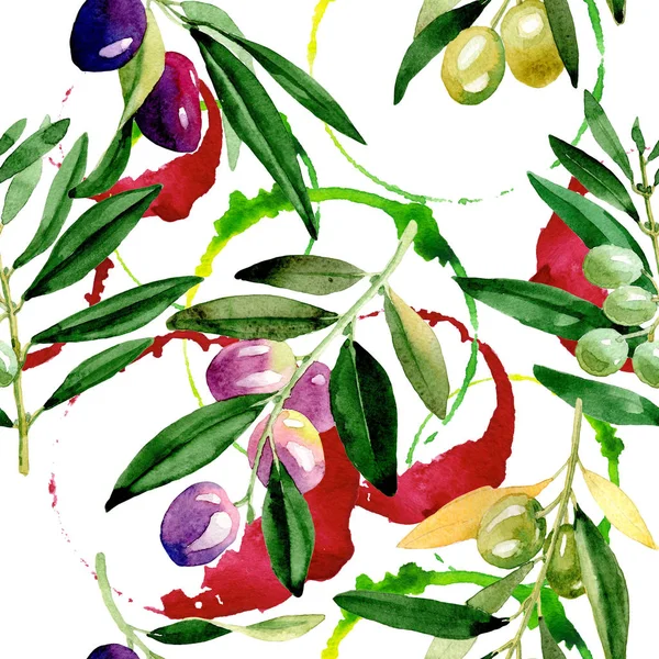 Olive tree pattern in a watercolor style.