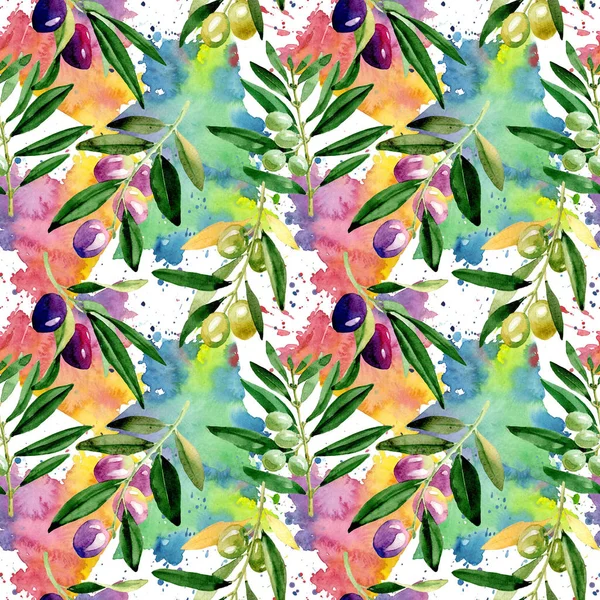 Olive tree patroon in een aquarel stijl. — Stockfoto
