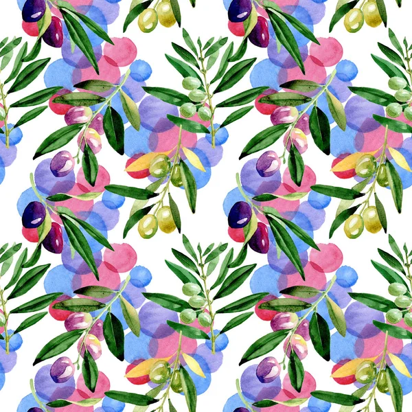 Olive tree pattern in a watercolor style. — Stock Photo, Image