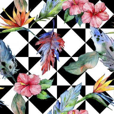 Suluboya kuş tüyü desen Wing.