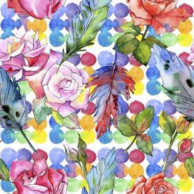 Suluboya kuş tüyü desen Wing.