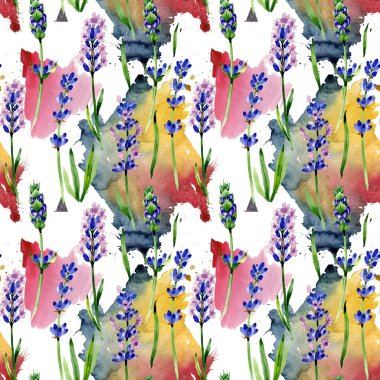 Kır çiçeği lavanta çiçek deseni suluboya tarzında.