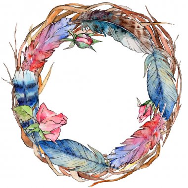 Orman dal dalları çelenk bir elinde suluboya tarzı çizilmiş.