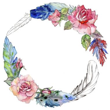 Suluboya kuş tüyü çelenk Wing.