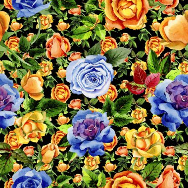 Kır çiçeği gül çiçek deseni suluboya tarzında.