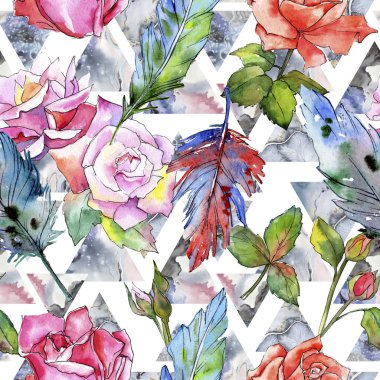 Suluboya kuş tüyü desen Wing.