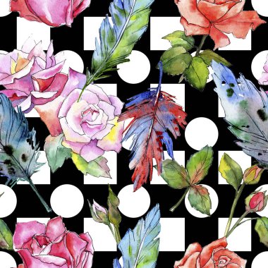 Suluboya kuş tüyü desen Wing.