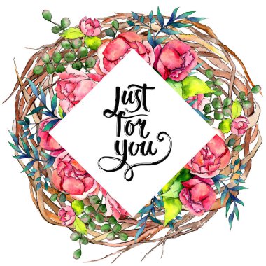 Orman dal dalları çelenk bir elinde suluboya tarzı çizilmiş.