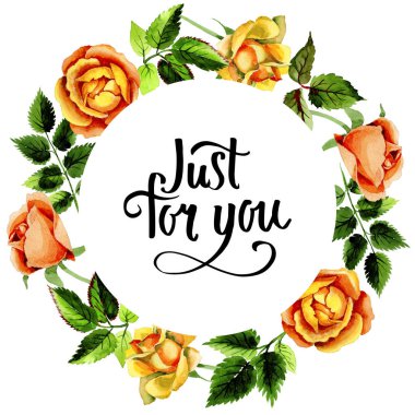 Kır çiçeği gül çiçek çelenk suluboya tarzında.