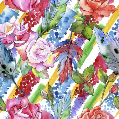 Suluboya kuş tüyü desen Wing.