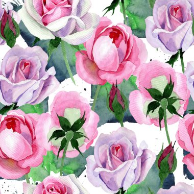 Kır çiçeği ihale pembe Gül çiçek deseni suluboya tarzında.