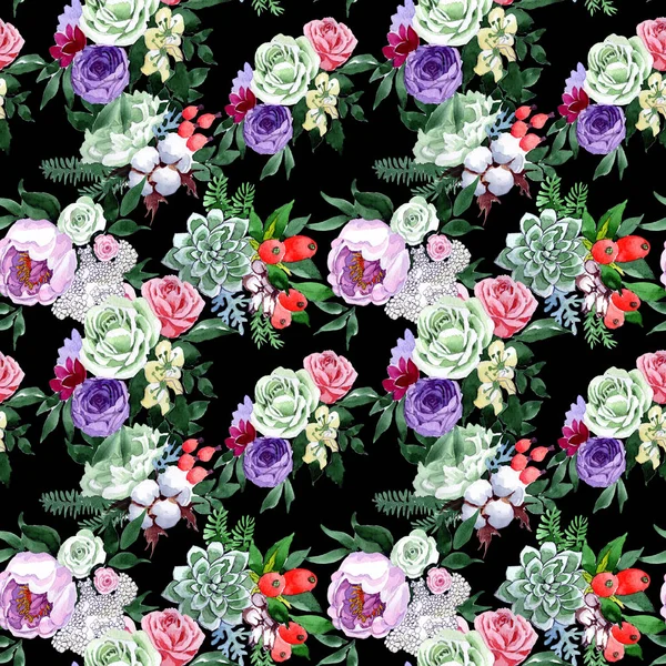 Bouquet flower pattern in a watercolor style. — Stock Photo, Image