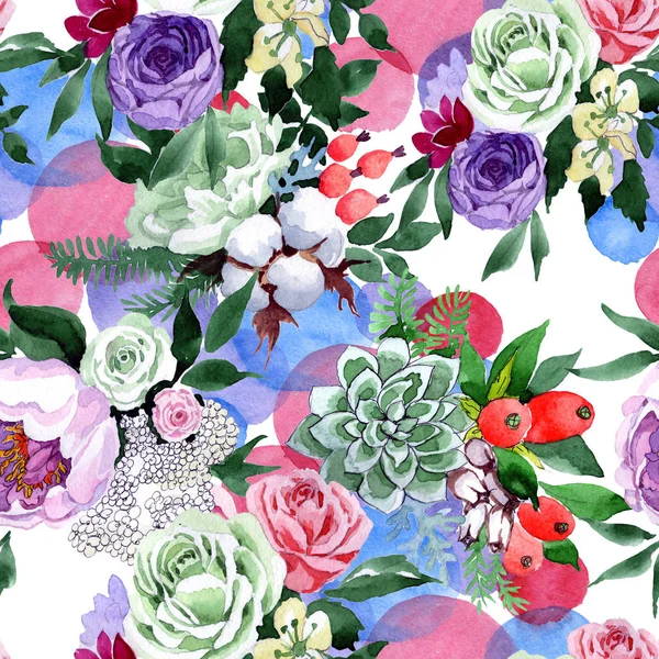 Bouquet flower pattern in a watercolor style. — Stock Photo, Image