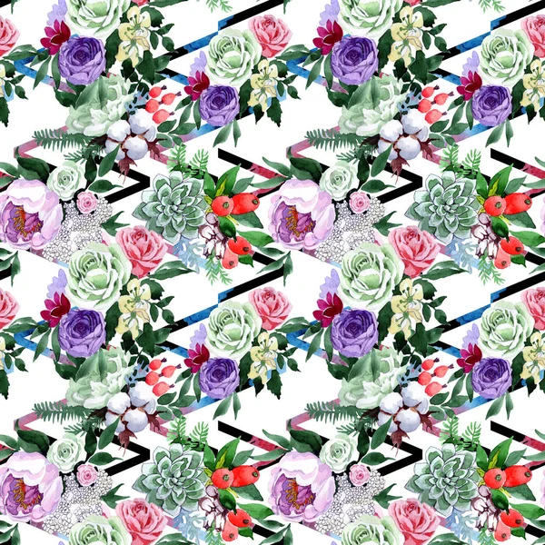 Bouquet flower pattern in a watercolor style. — Stock Photo, Image