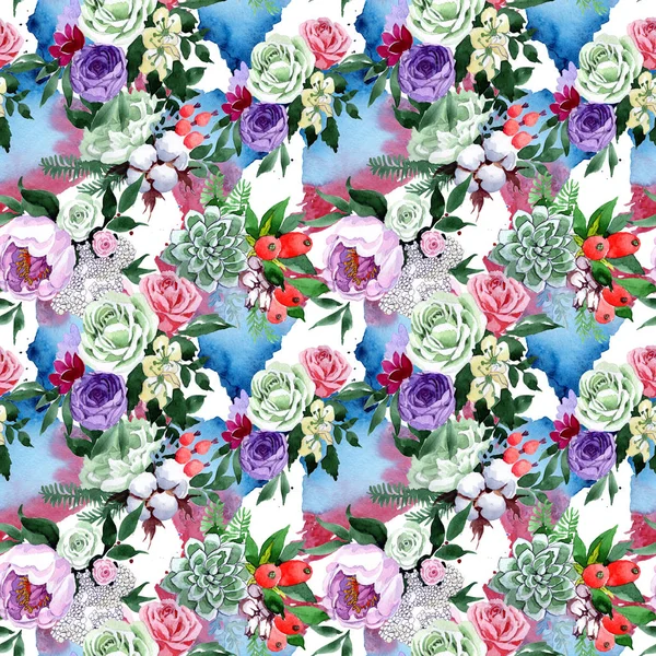 Bouquet flower pattern in a watercolor style. — Stock Photo, Image