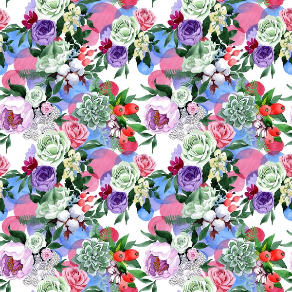 Bouquet flower pattern in a watercolor style. — Stock Photo, Image