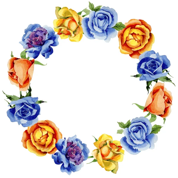 Wildflower rose flower wreath in a watercolor style. — Stock Photo, Image