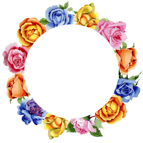 Wildflower rose flower wreath in a watercolor style. — Stock Photo, Image