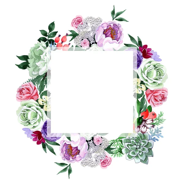 Bouquet flower wreath in a watercolor style. — Stock Photo, Image