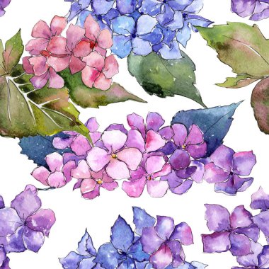 Kır çiçeği ortanca çiçek deseni suluboya tarzında.