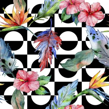 Suluboya kuş tüyü desen Wing.