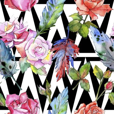 Suluboya kuş tüyü desen Wing.