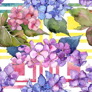 Kır çiçeği ortanca çiçek deseni suluboya tarzında.