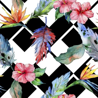 Suluboya kuş tüyü desen Wing.