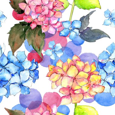 Kır çiçeği ortanca çiçek deseni suluboya tarzında.