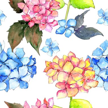 Kır çiçeği ortanca çiçek deseni suluboya tarzında.