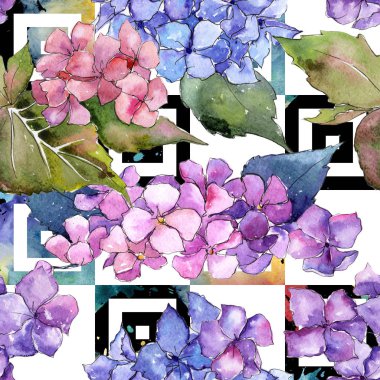 Kır çiçeği ortanca çiçek deseni suluboya tarzında.