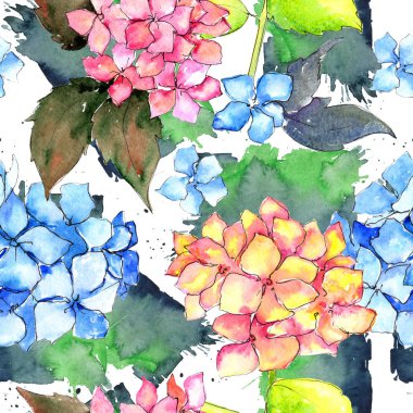 Kır çiçeği ortanca çiçek deseni suluboya tarzında.