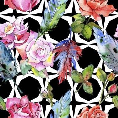 Suluboya kuş tüyü desen Wing.