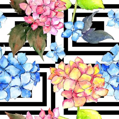 Kır çiçeği ortanca çiçek deseni suluboya tarzında.