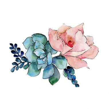 Buket çiçek izole bir suluboya tarzında.