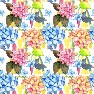 Kır çiçeği ortanca çiçek deseni suluboya tarzında.