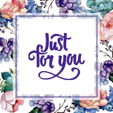 Buket çiçek çerçeve suluboya tarzında.