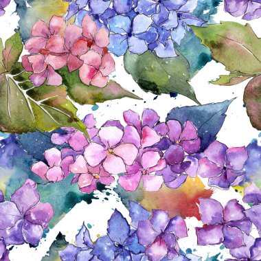 Kır çiçeği ortanca çiçek deseni suluboya tarzında.