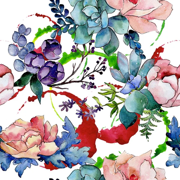 Букет цветочный узор в акварельном стиле . — стоковое фото