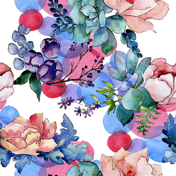 Bouquet motivo floreale in stile acquerello . — Foto Stock