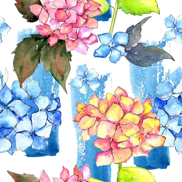 Цветочный узор цветка дикой гортензии в стиле акварели . — стоковое фото