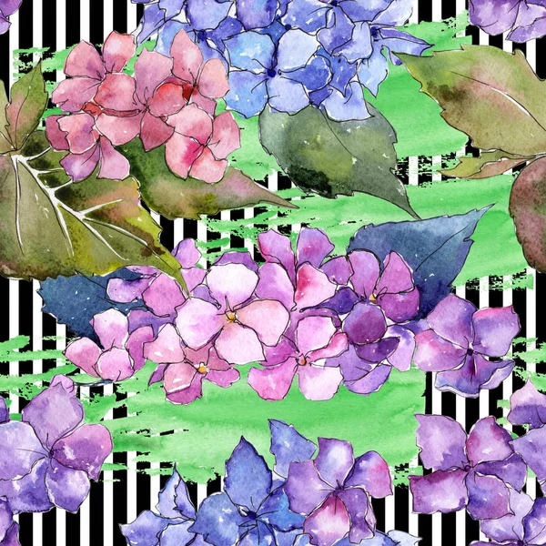 Wildflower μοτίβο λουλουδιών Ορτανσία σε στυλ υδροχρώματος. — Φωτογραφία Αρχείου
