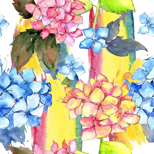 Wildflower hortensia blommönster i akvarell stil. — Stockfoto