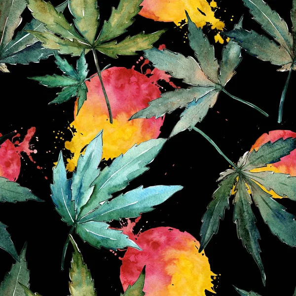 Cannabis levelek minta akvarell stílusú. — Stock Fotó