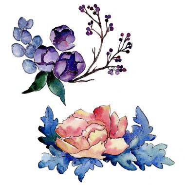 Buket çiçek izole bir suluboya tarzında.