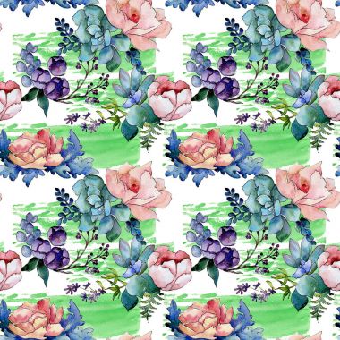 Buket çiçek deseni suluboya tarzında.