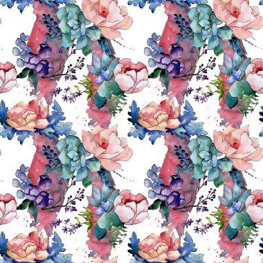 Buket çiçek deseni suluboya tarzında.