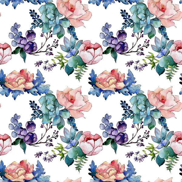 Bouquet flower pattern in a watercolor style. — Stock Photo, Image